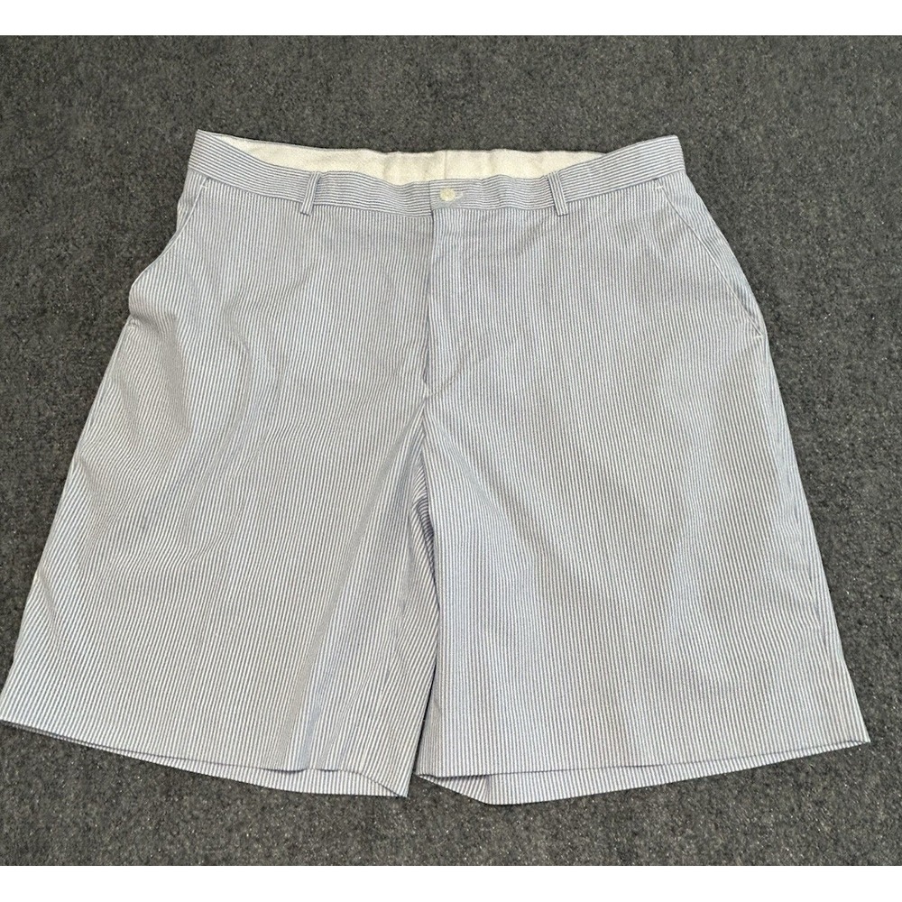 Alan Flusser Mens Size 38 Seersucker Pattern Golf Shorts‎ 9" Inseam Blue